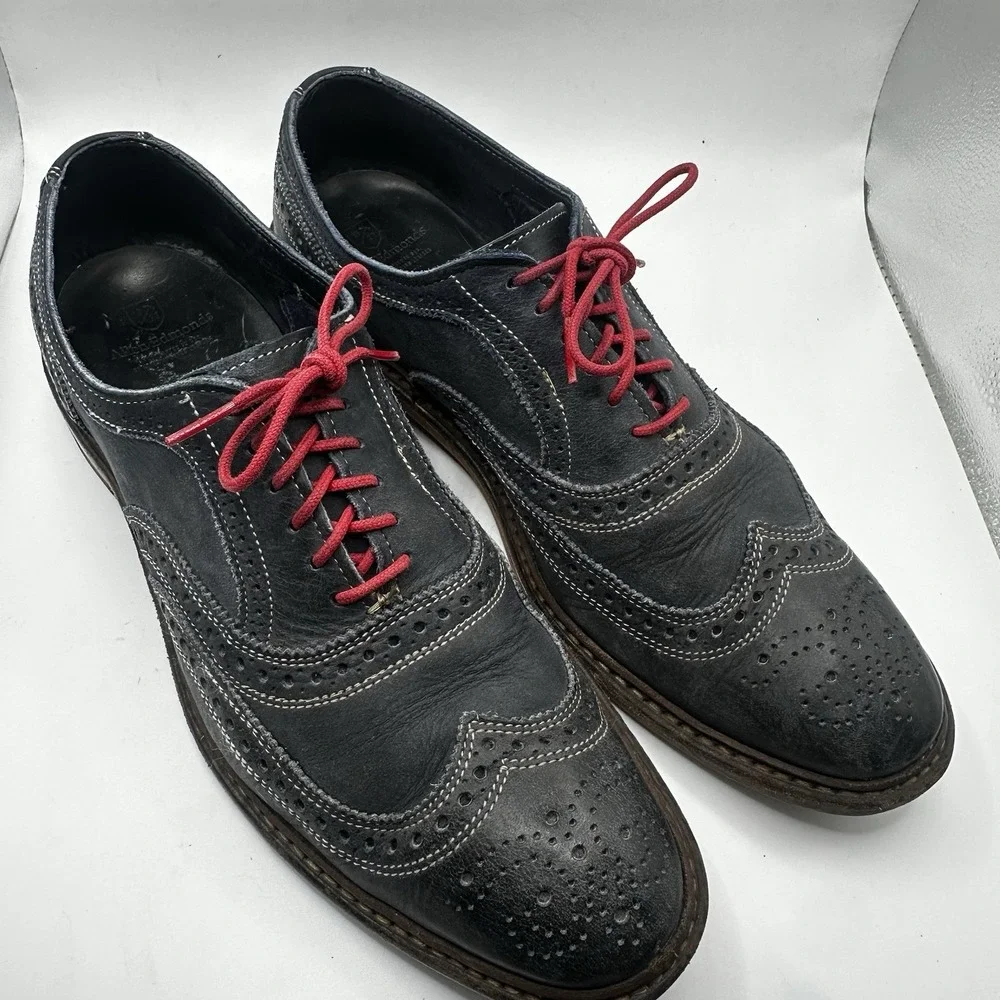 Allen Edmonds Neumok Blue Leather Wingtip Oxfords Dress Shoes Size 10.5 D 4065